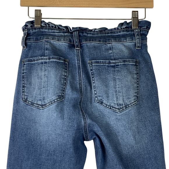 Ashley Mason Jeans Womens 5 Blue Denim Slim Cuffed Gathered Waist Accent - Picture 6 of 9